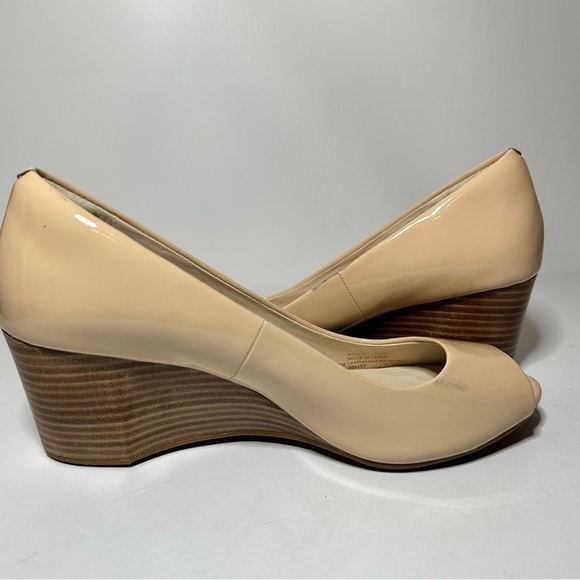 Cole Haan Grand Os Womens Sadie Open Toe Nude Patent Wedge Heels Size 7.5 - Picture 4 of 8